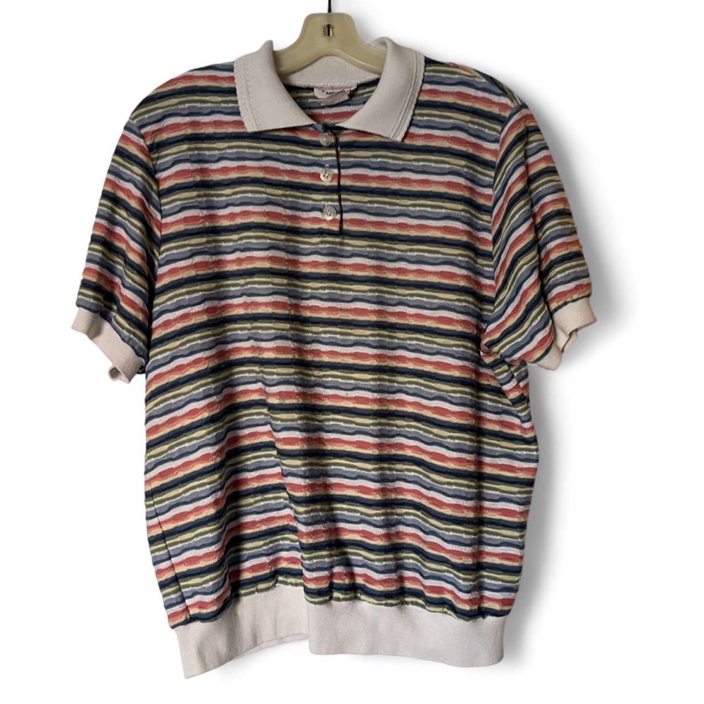 Multicolor Women’s Striped Polo, The American Collection, X-Large, Good preowned